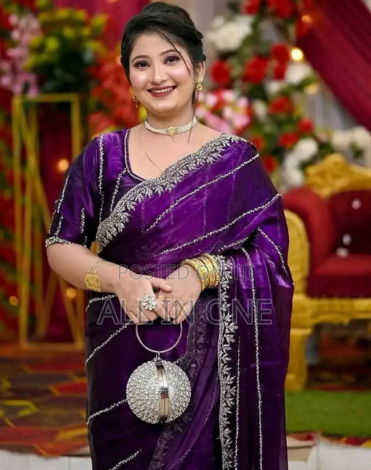 Georgette Embroidery Sharee With Blouse Piece Mm Hh