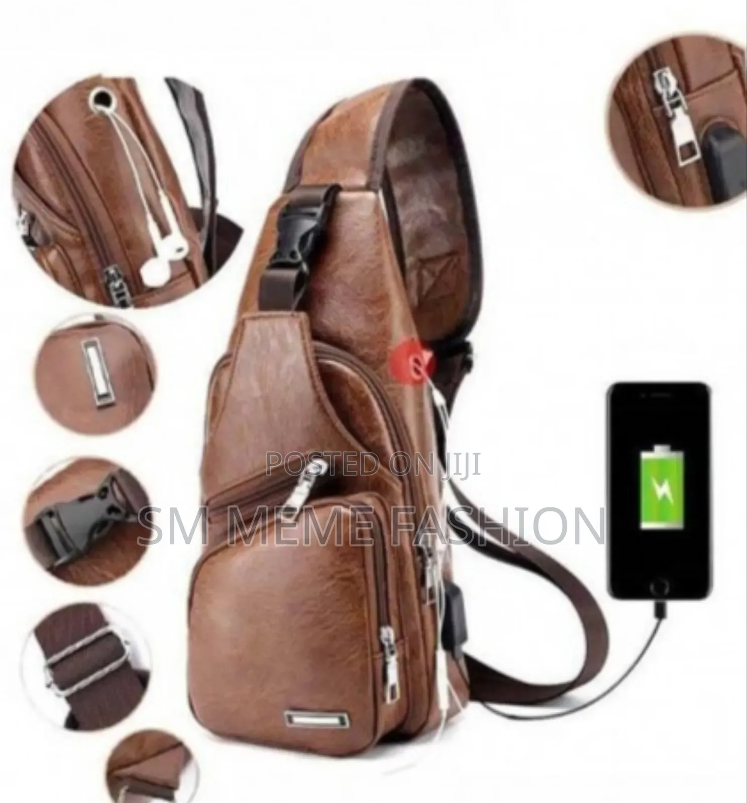 Men‘S Outdoor Leather Shoulder Chest Sling Bag