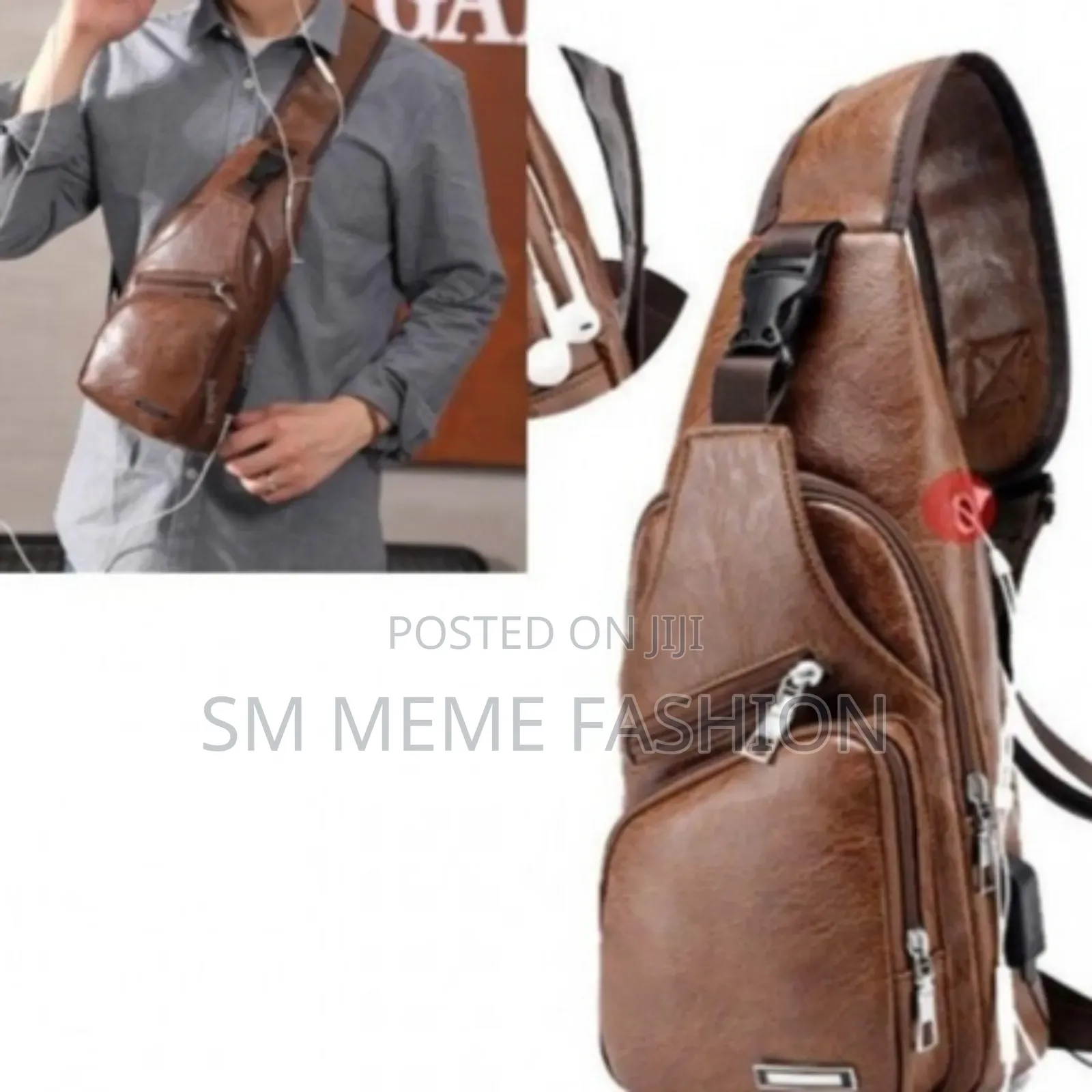 Men‘S Outdoor Leather Shoulder Chest Sling Bag
