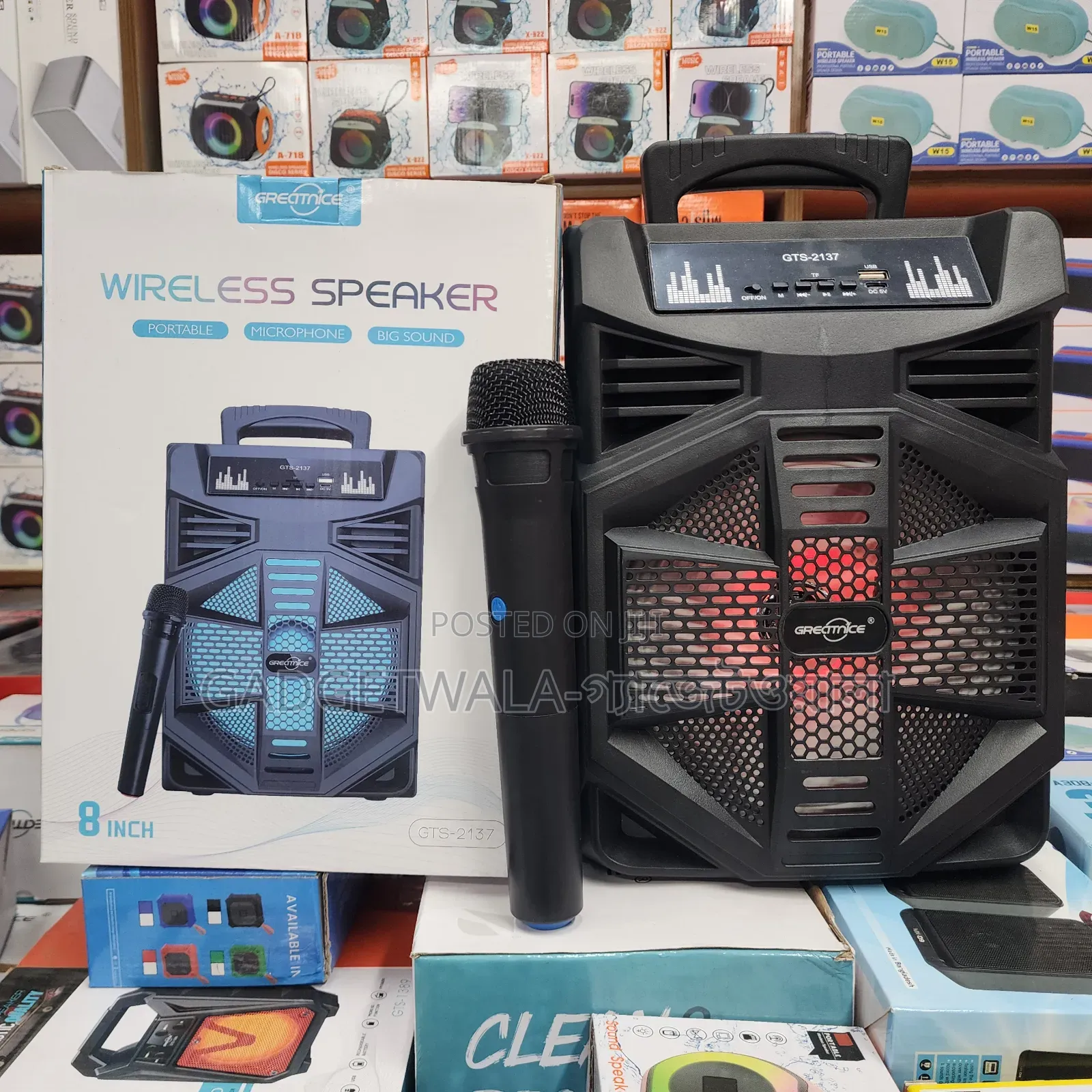 GTS-2137 Portable RGB Speaker With Wireless Microphone