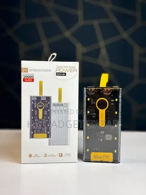 20000mah Transparent 22.5 W Fast Charging Power Bank Portable