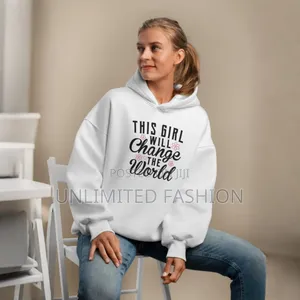 Premium Comfortable Printed Ladies Winter Hoodie ( White )