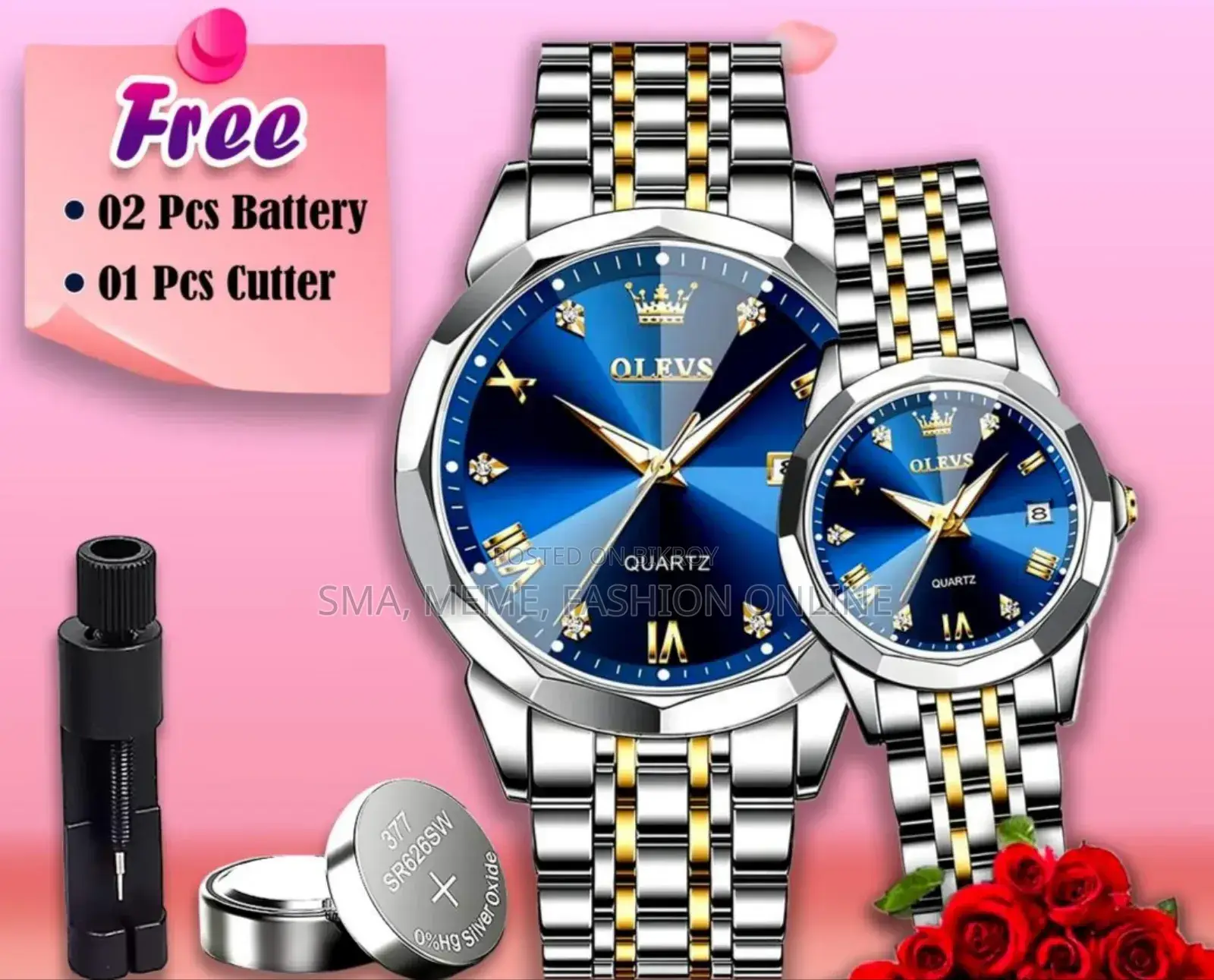 OLEVS Luxury Couple's Watch Set - Bond of Love (Butterfly Lock)