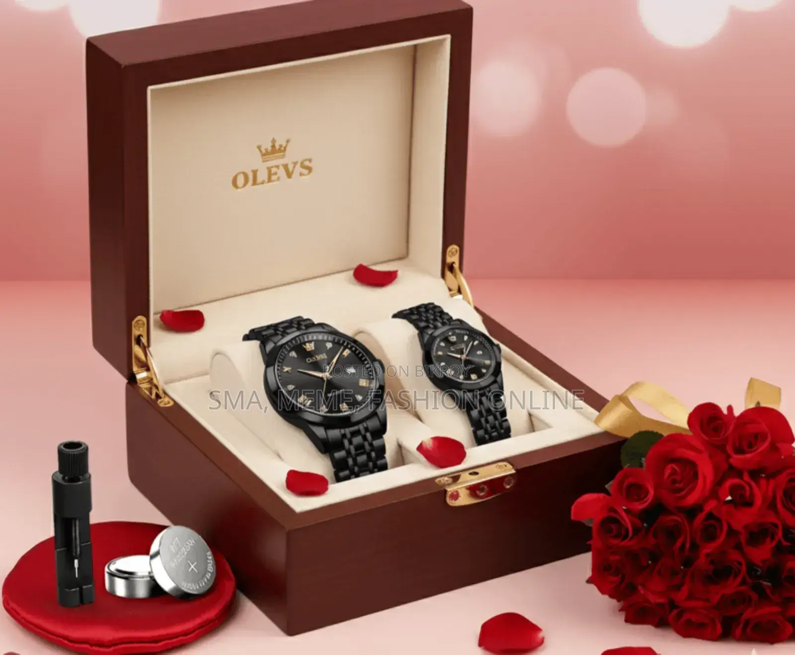 OLEVS Luxury Couple's Watch Set - Bond of Love (Butterfly Lock)