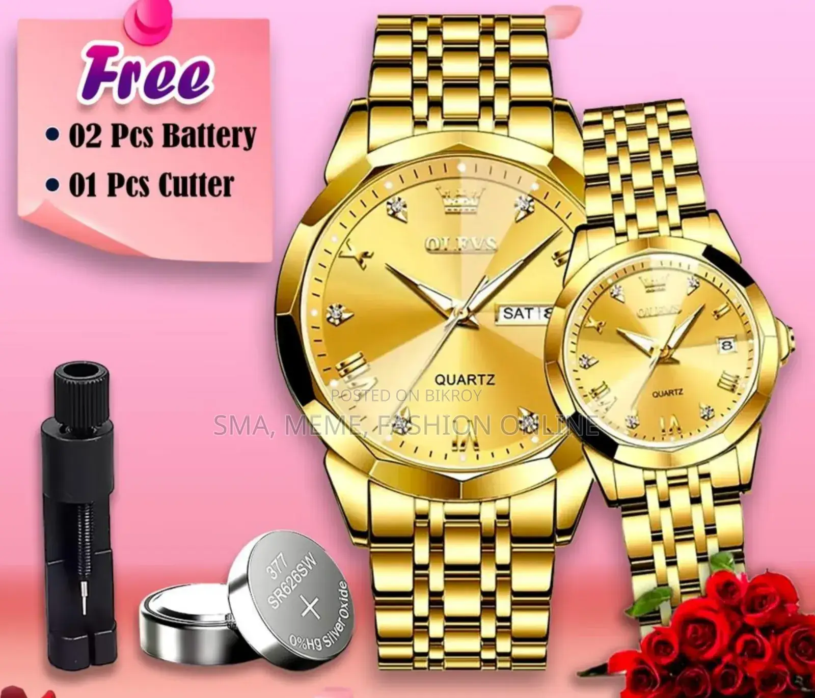 OLEVS Luxury Couple's Watch Set - Bond of Love (Butterfly Lock)