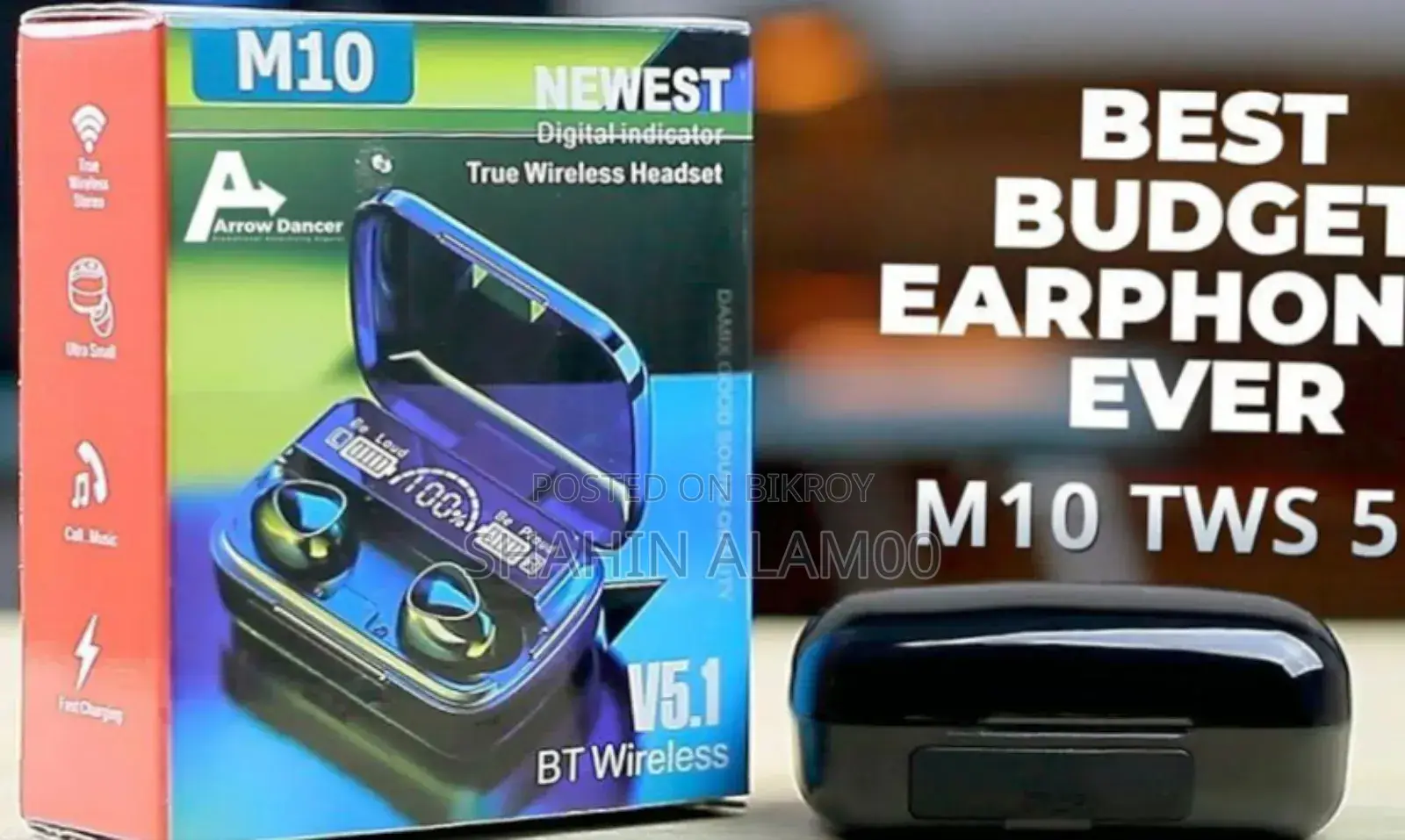 M10 TWS Waterproof Wireless Bluetooth Earbuds