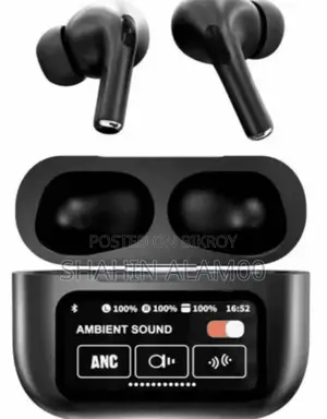 Airpods A9 Pro 2024 ইয়ারবাডস (কালো) | LED টাচ স্ক্রিন সহ Anc/Enc