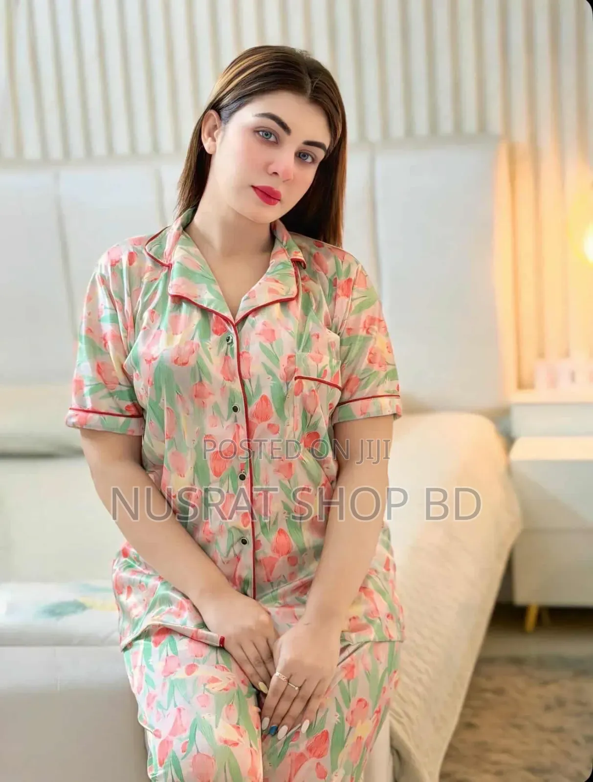 ফ্লোরাল প্রিন্টেড স্যাটিন পাইজামা সেট(Nightwear)