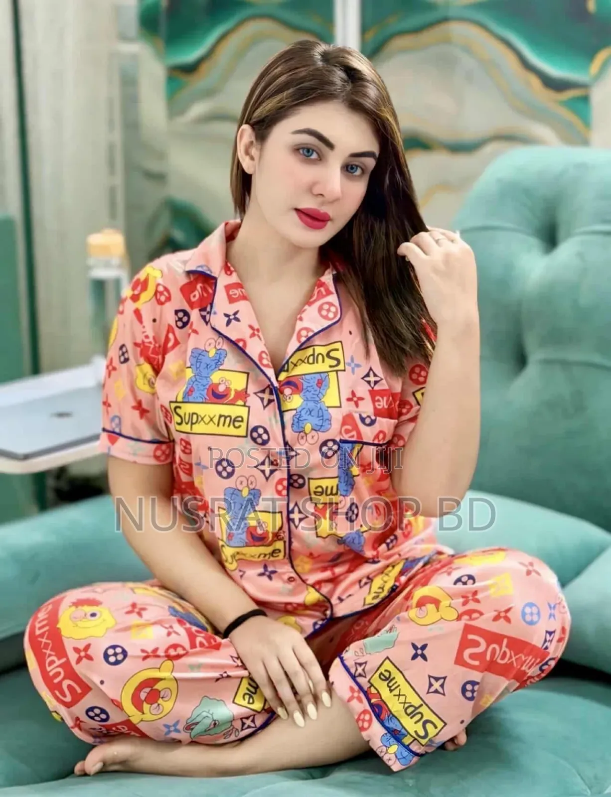 ফ্লোরাল প্রিন্টেড স্যাটিন পাইজামা সেট(Nightwear)