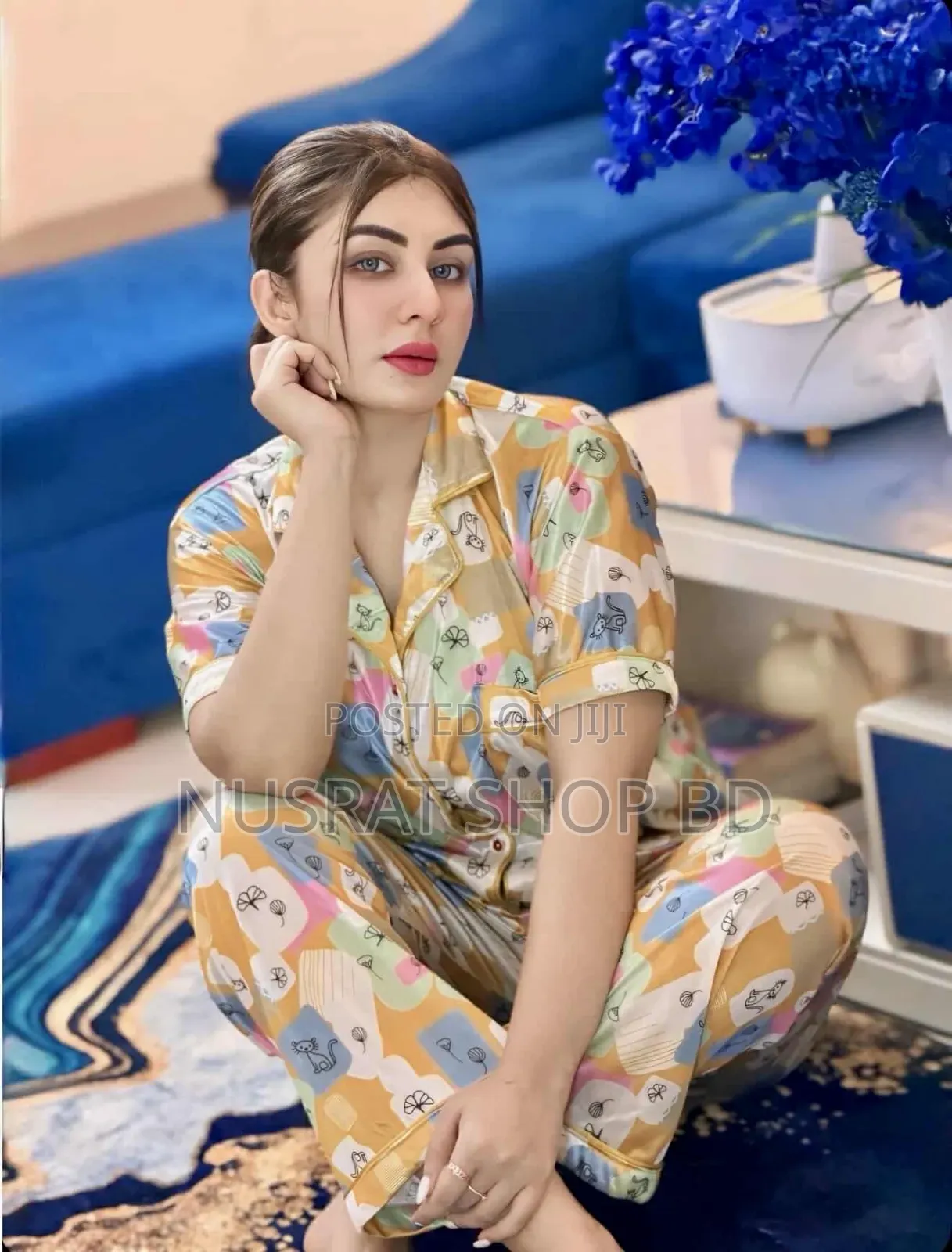 ফ্লোরাল প্রিন্টেড স্যাটিন পাইজামা সেট(Nightwear)