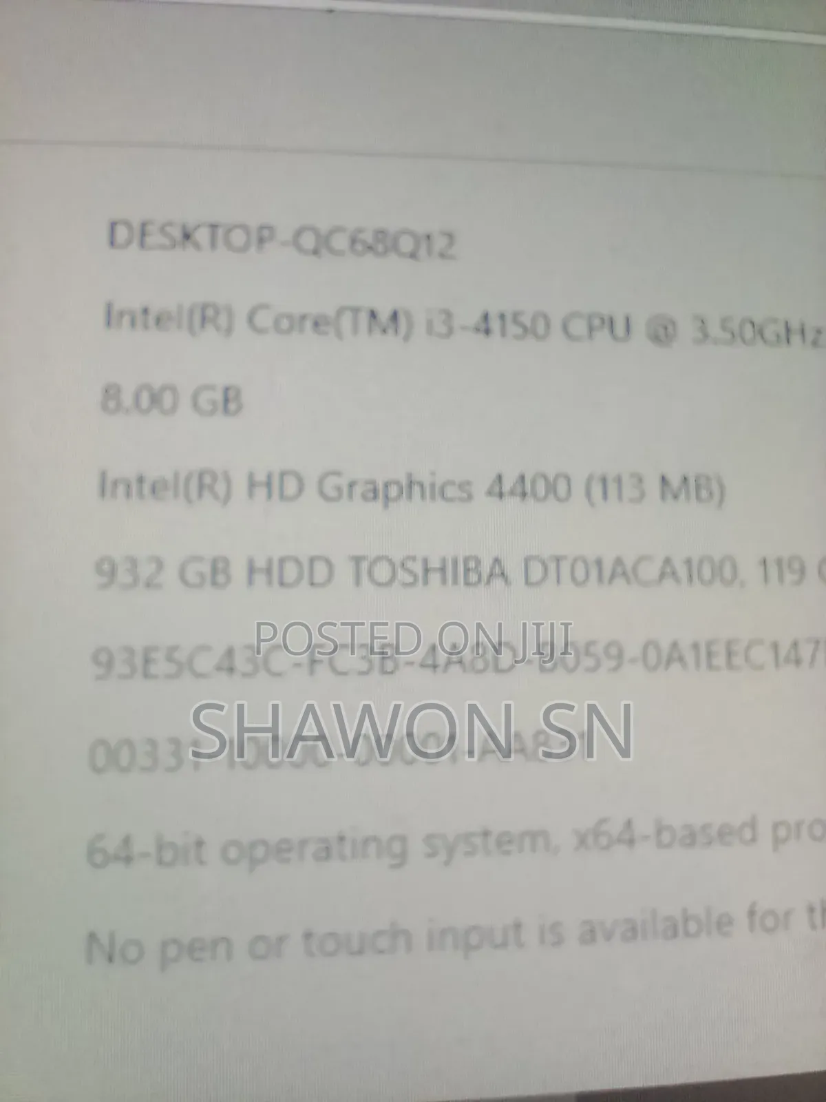 Desktop Computer 8GB Intel Core I3 SSD 1T