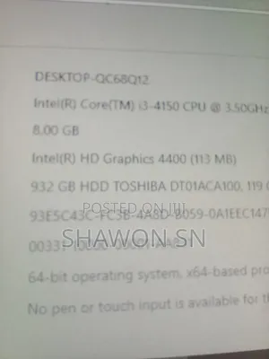 Desktop Computer 8GB Intel Core I3 SSD 1T