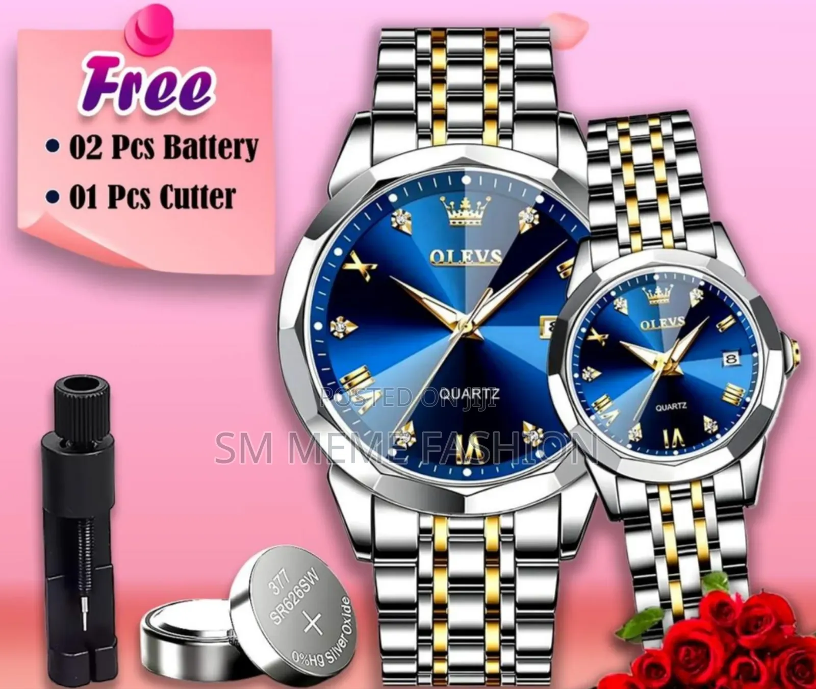 Olevs কাপল ওয়াচ সেট (সিটি লক)