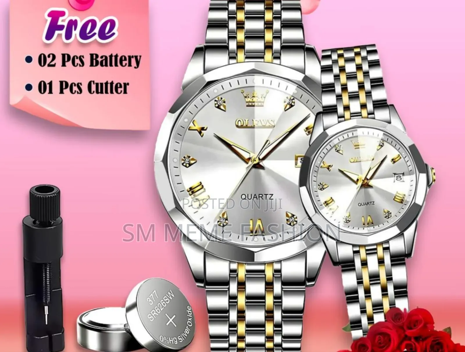 Olevs কাপল ওয়াচ সেট (সিটি লক)