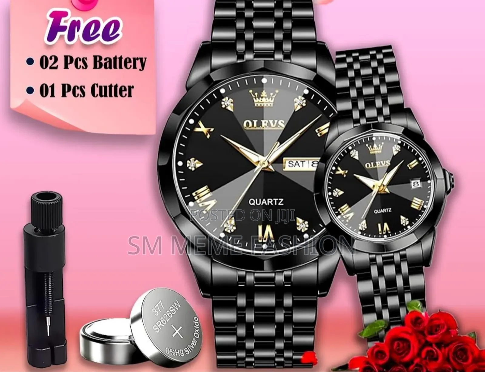 Olevs কাপল ওয়াচ সেট (সিটি লক)