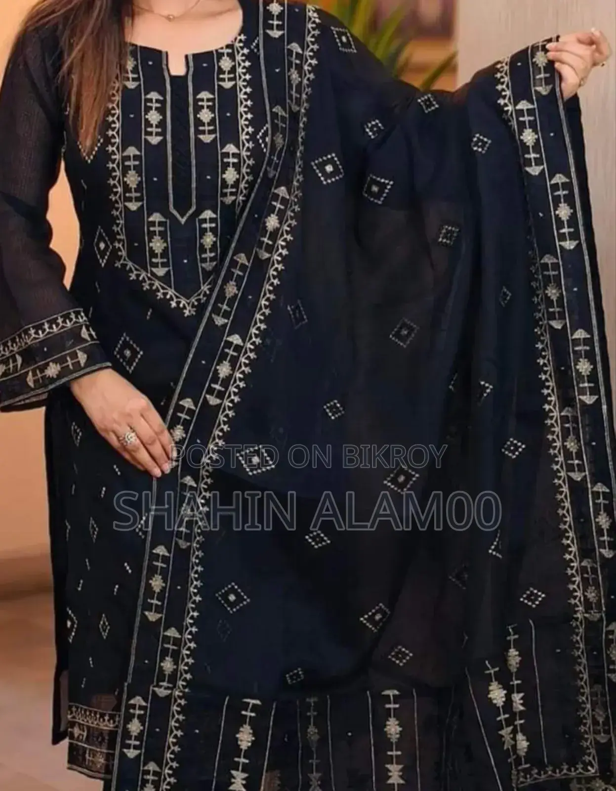 ব্লক প্রিন্ট থ্রি পিস