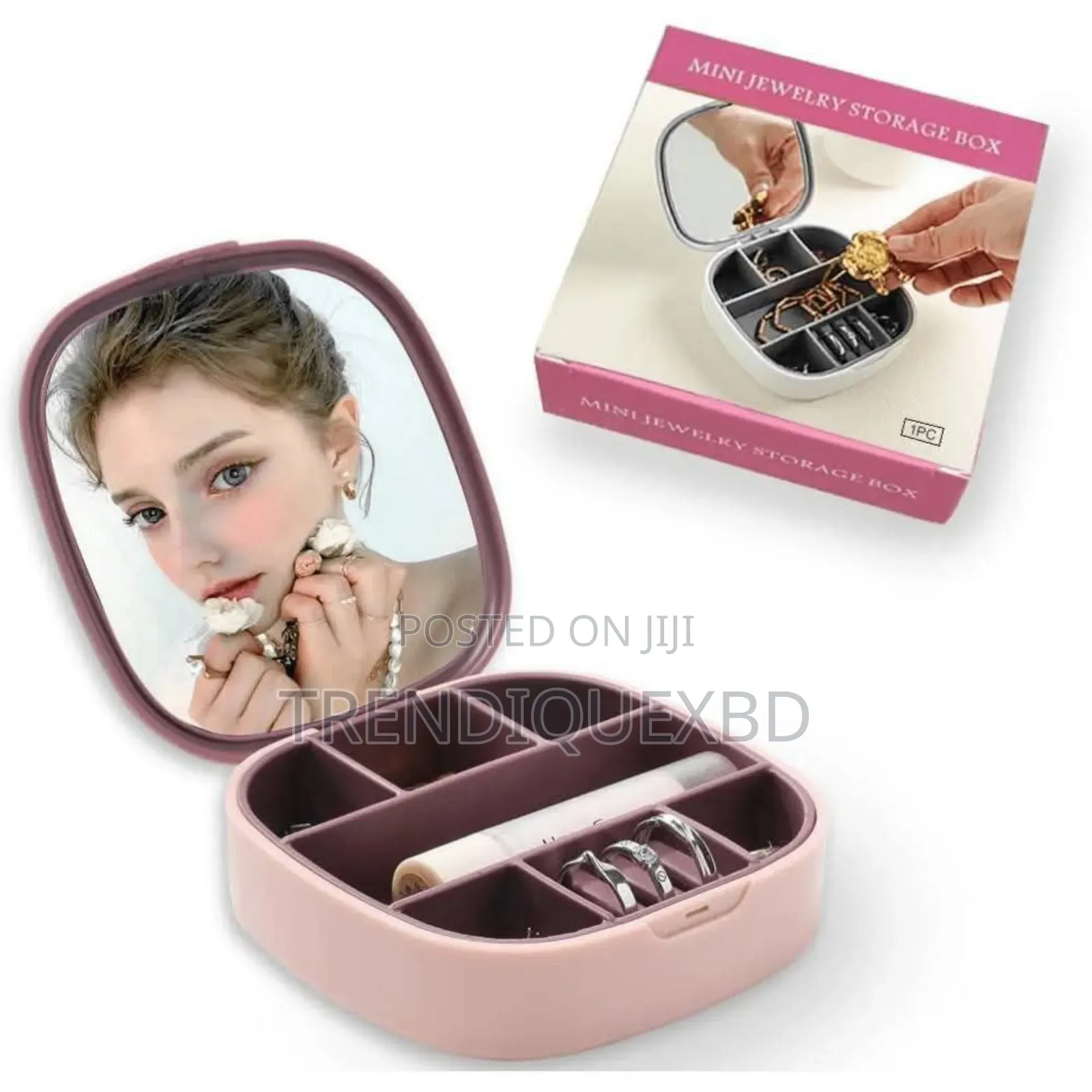 Jewelry Storage Box With Mirror – Portable Travel Organizer