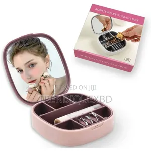 Photo - Jewelry Storage Box With Mirror – Portable Travel Organizer