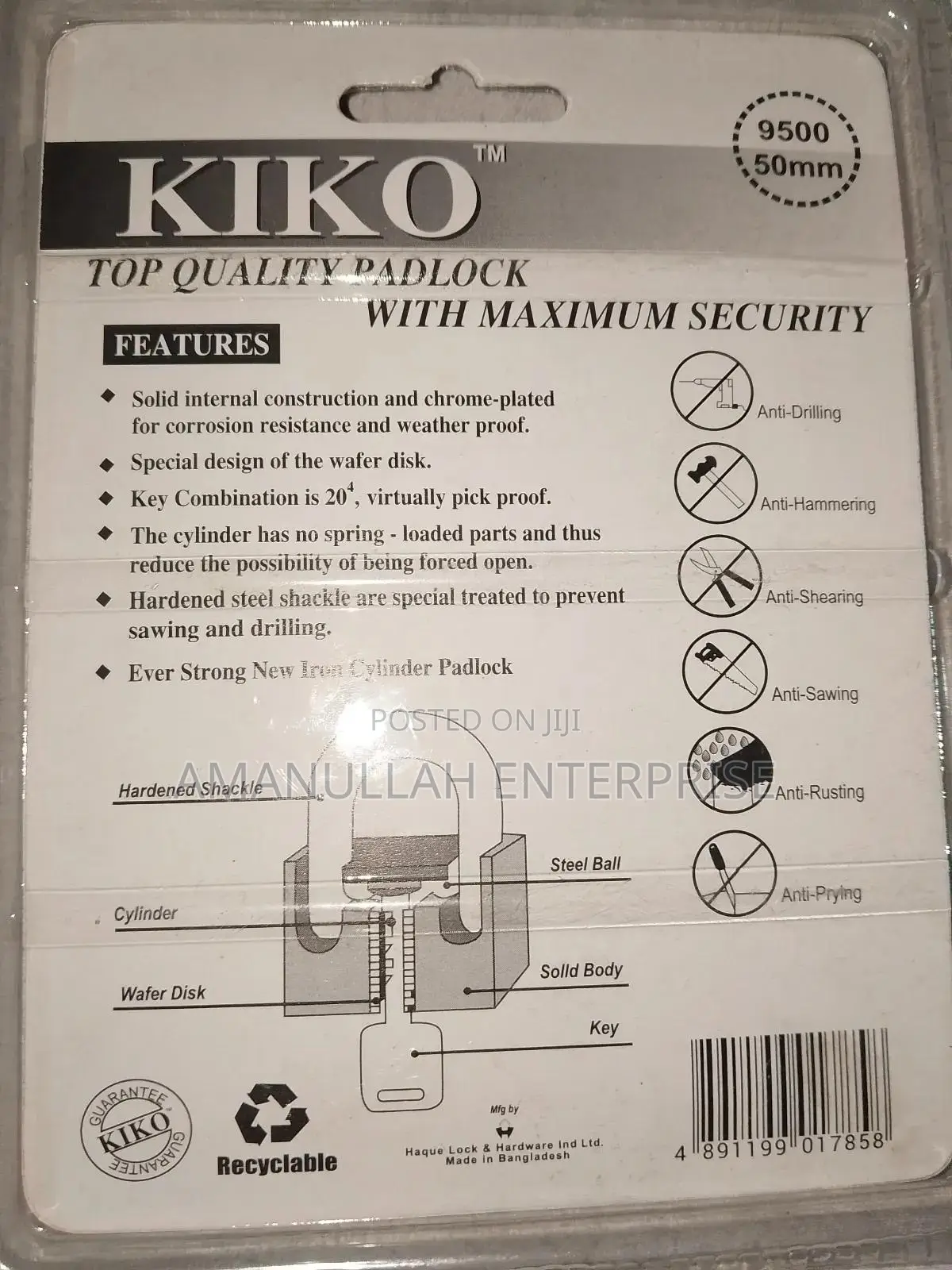Kiko Top Quality Padlock, High-Security, Heavy-Duty Lock.