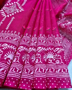 হাফ সিল্ক স্ক্রিন প্রিন্ট শাড়ি