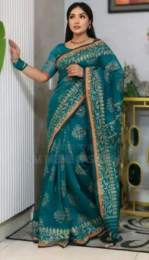 Half Silk Screen Print Saree With Blouse Piece