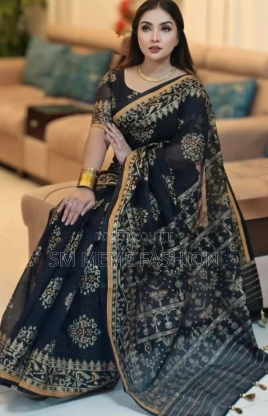Half Silk Screen Print Saree With Blouse Piece