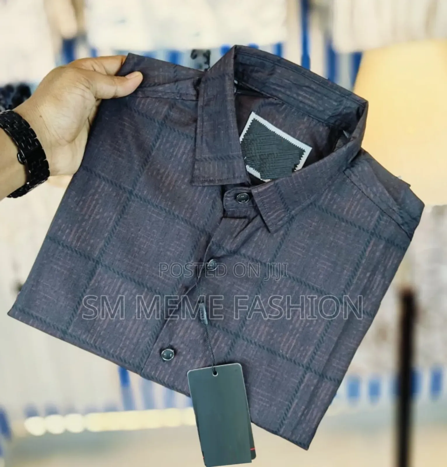 China Pure Black Magnet Cotton Full Sleeve Shirt