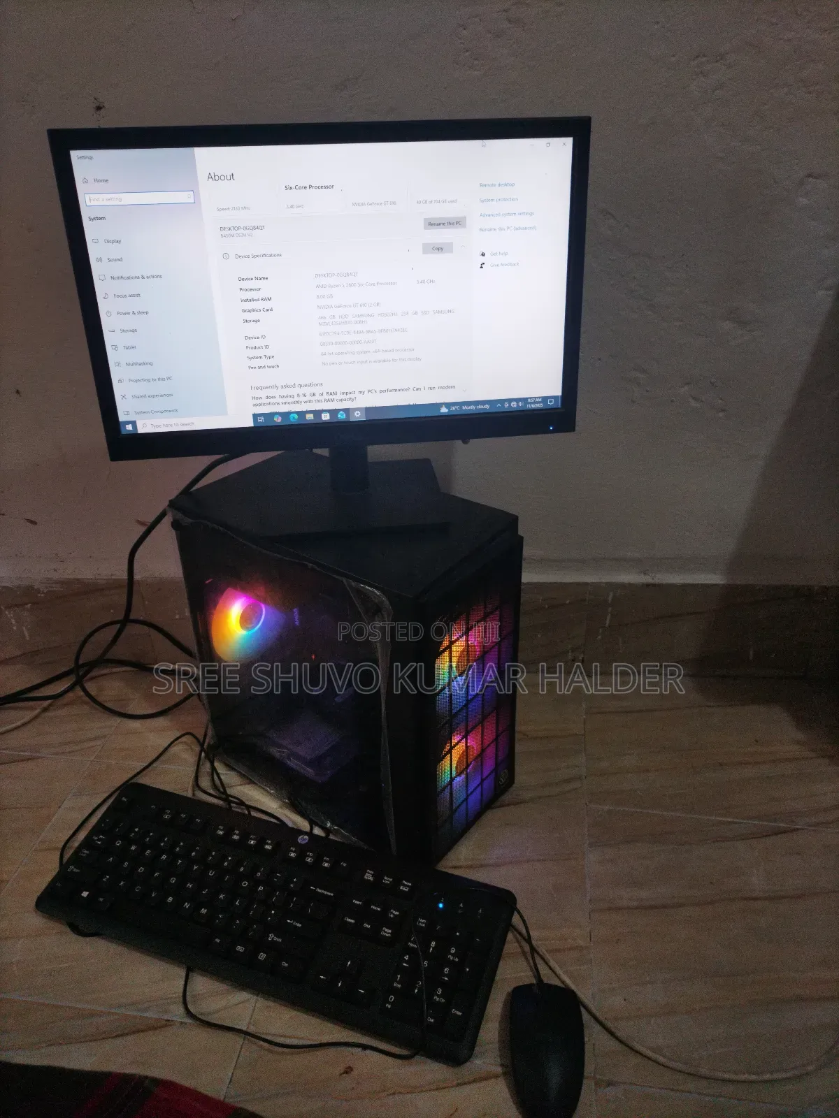 Desktop Computer 8GB AMD SSHD+SSD 256GB