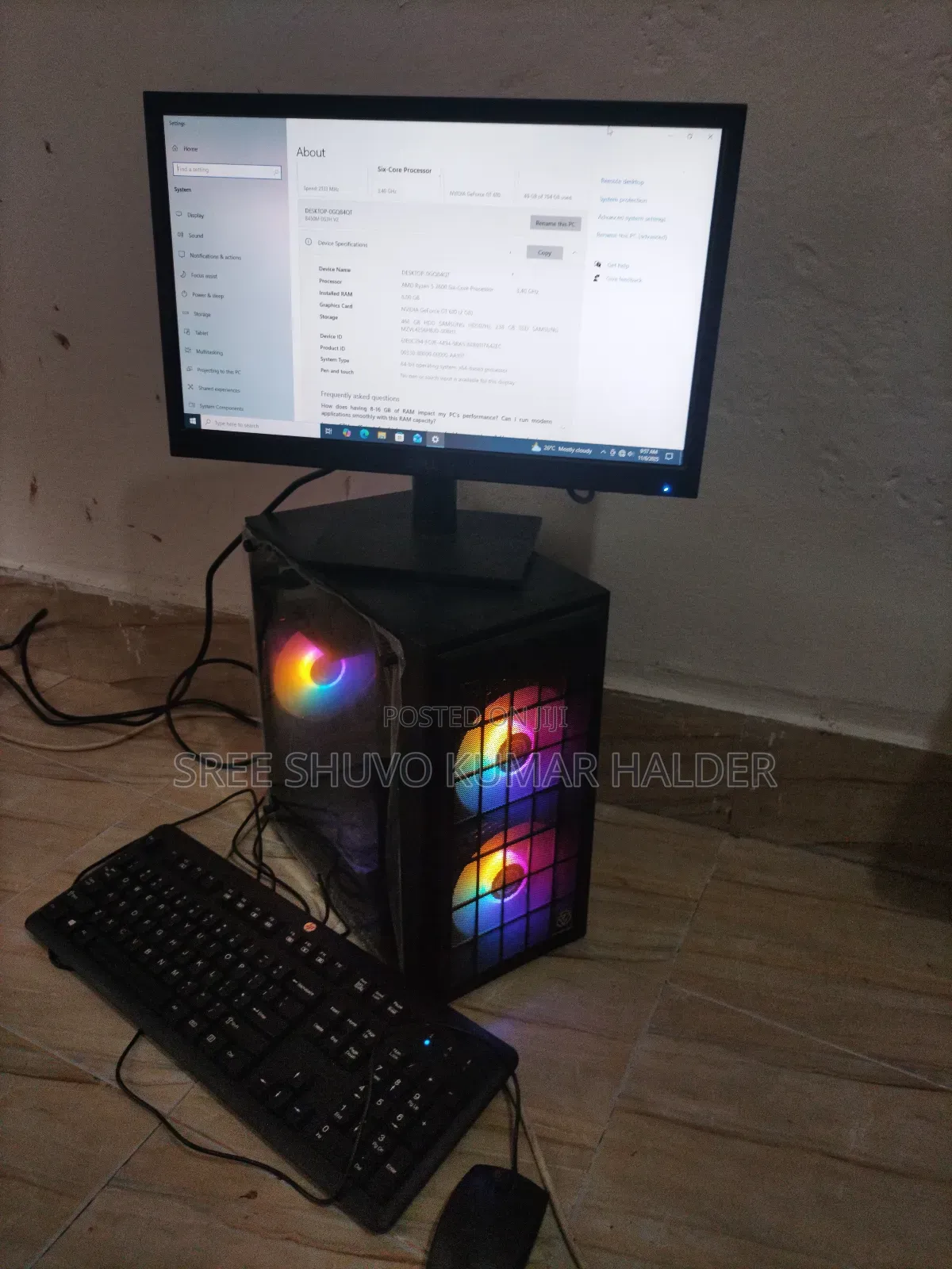 Desktop Computer 8GB AMD SSHD+SSD 256GB