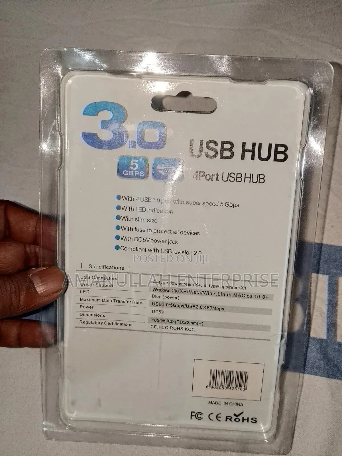 4 Port Usb 3.0 Hub, Expands a Single Usb Port Into Four