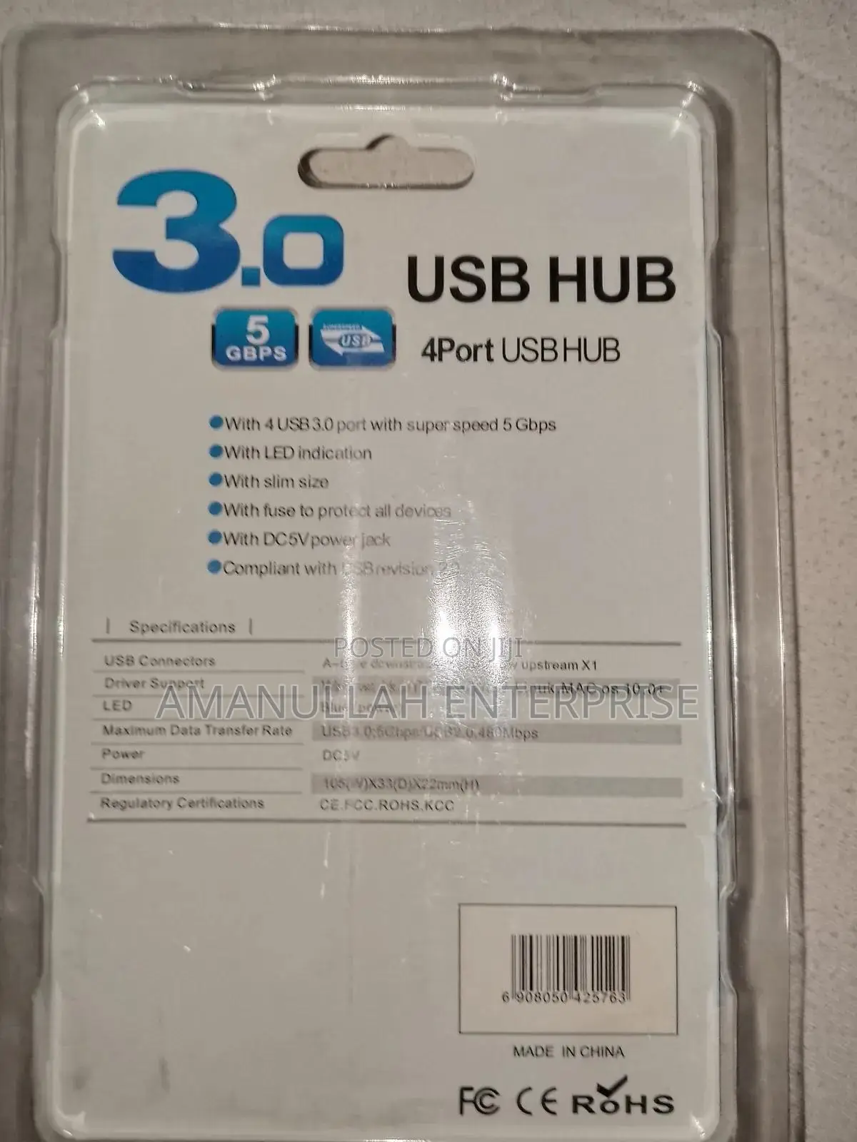 4 Port Usb 3.0 Hub, Expands a Single Usb Port Into Four