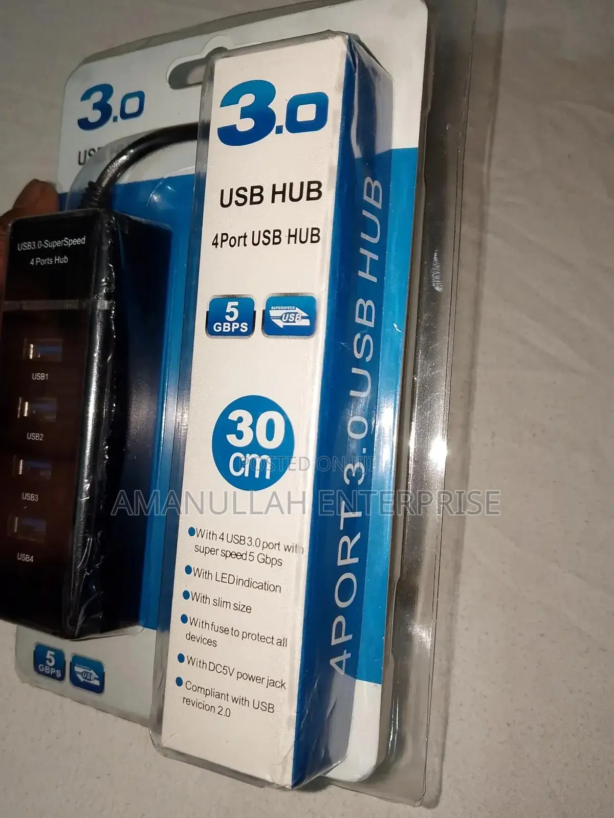 4 Port Usb 3.0 Hub, Expands a Single Usb Port Into Four
