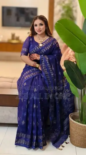 হাফ সিল্ক স্ক্রিন প্রিন্ট শাড়ি উইথ ব্লাউজ পিস নতুন আপডেট