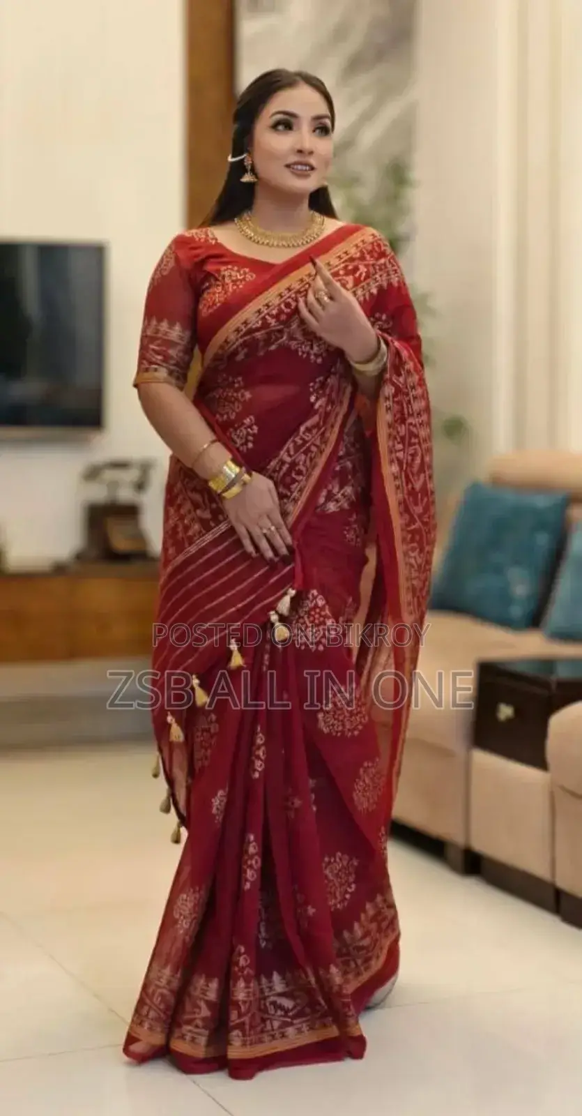 হাফ সিল্ক স্ক্রিন প্রিন্ট শাড়ি উইথ ব্লাউজ পিস নতুন আপডেট