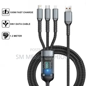 Photo - Tda-218 Transparent Chip 3 in 1 Super Fast Mobile Phone Charging Cable