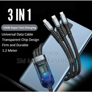 Tda-218 Transparent Chip 3 in 1 Super Fast Mobile Phone Charging Cable