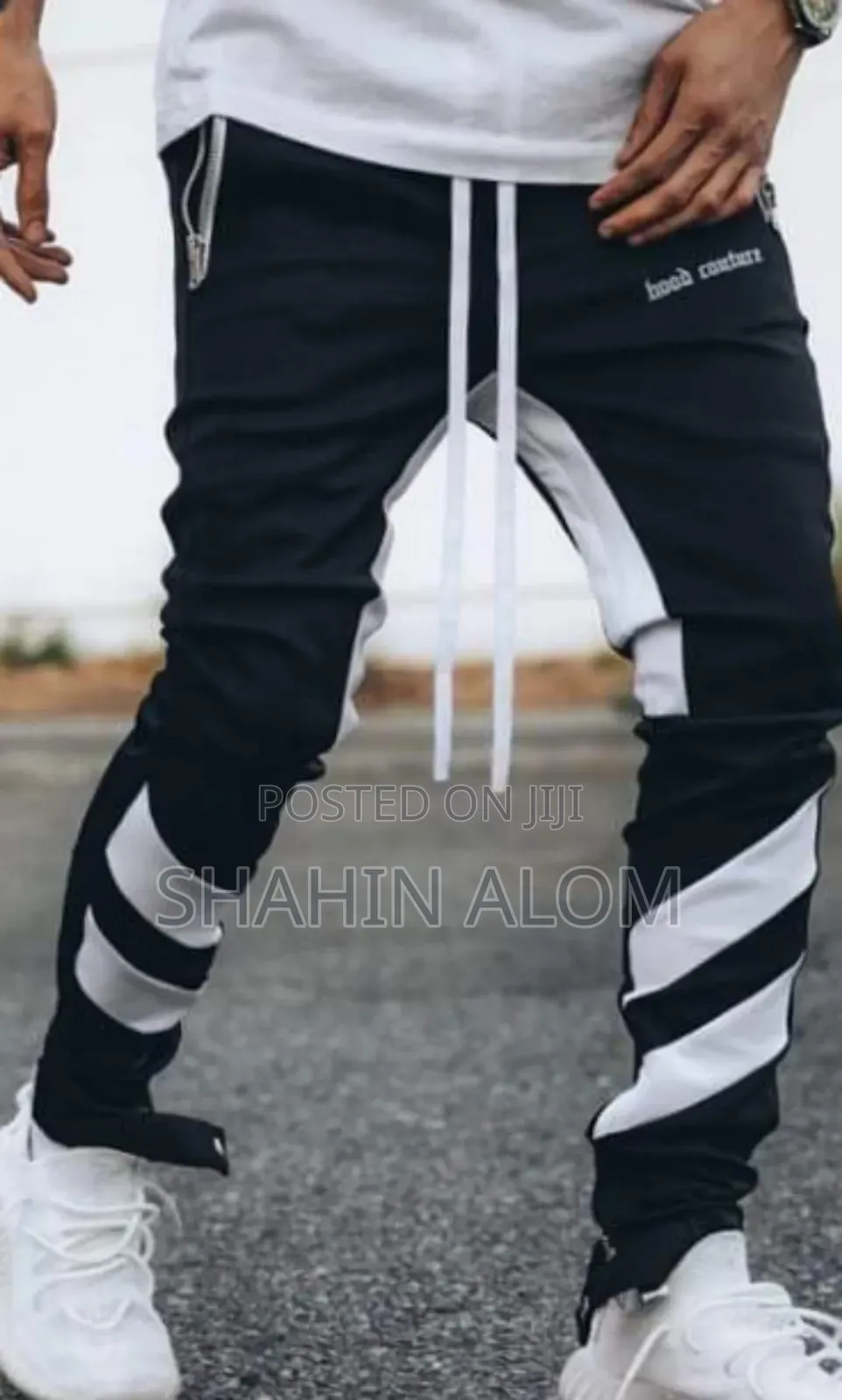 Black Cargo Stripe Sweatpants Joggers
