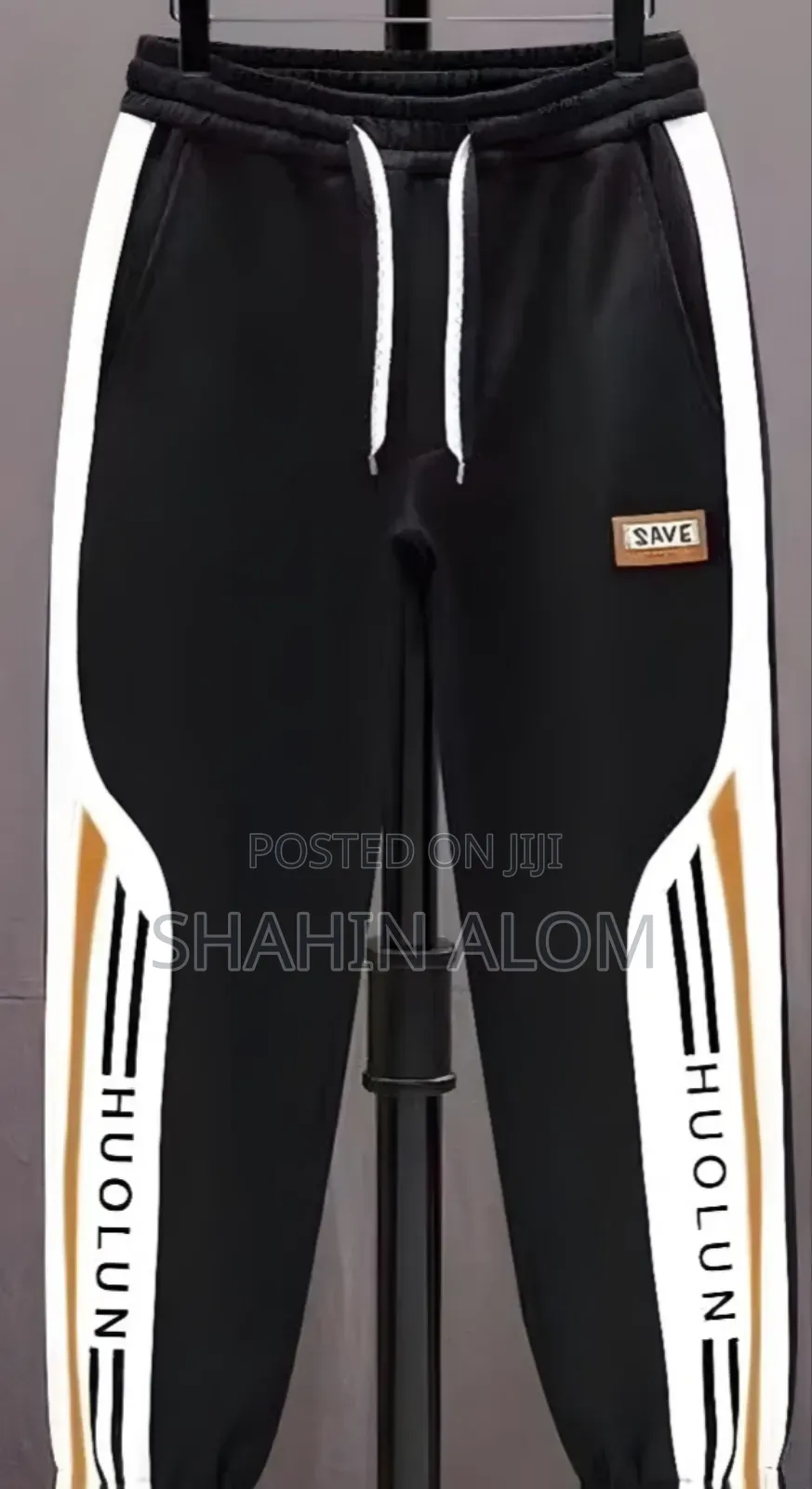 Black Cargo Stripe Sweatpants Joggers