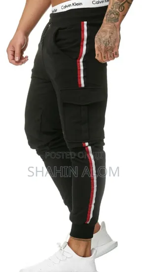 Black Cargo Stripe Sweatpants Joggers