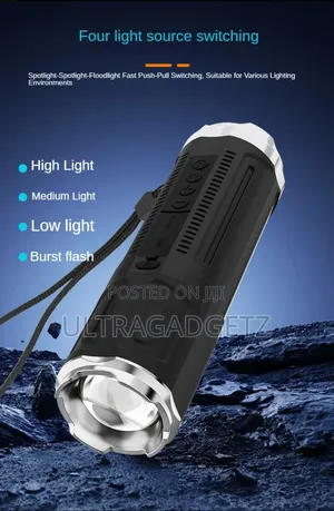 Portable Bluetooth Speaker With Zoomable Flashlight - 4 Dimming