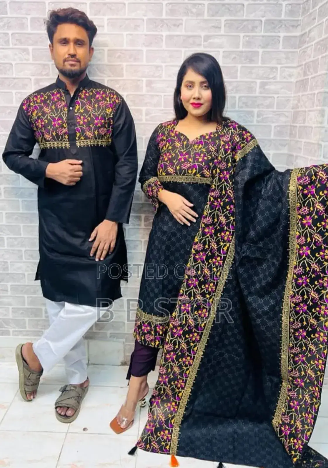 Panjabi Three Piece Couple Set স্টাইলের মিল যখন চোখে পড়ে,