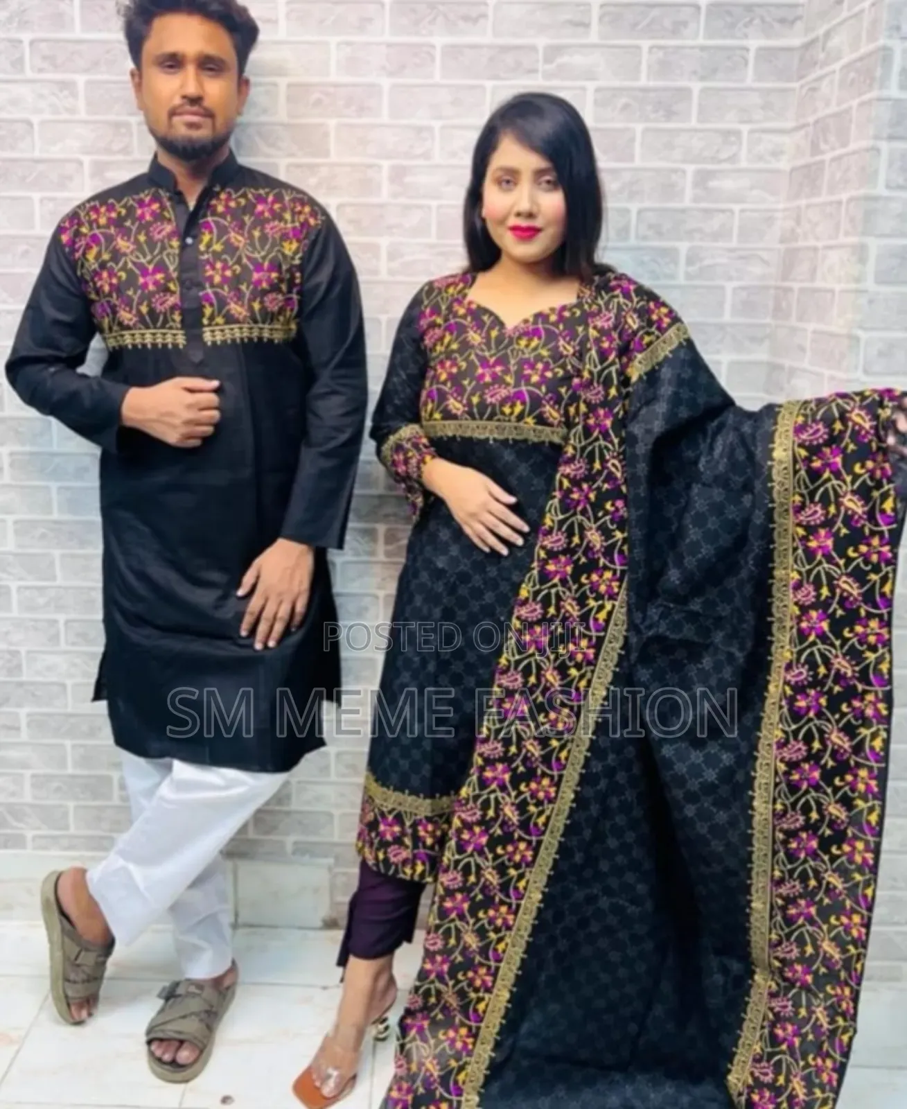 Jugolbondi Panjabi-Three Piece Couple Set