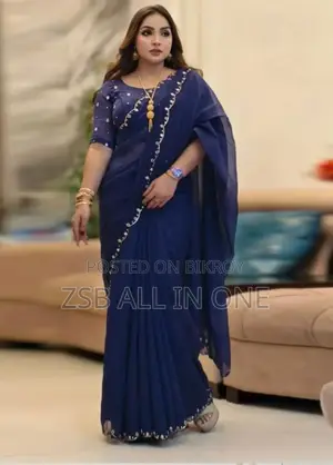 Semi Muslin Saree With Blouse Piece New Update High Quality Work