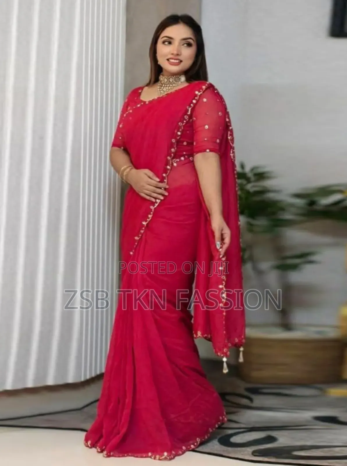 Semi Moslin Sharee With Blouse Piece New Update High Quality Work