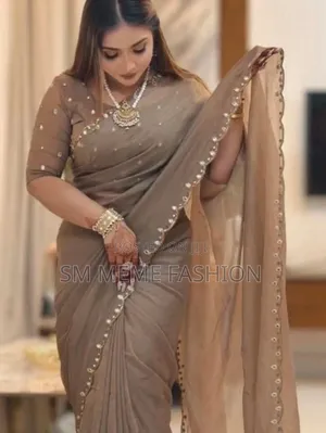 Semi Moslin Sharee With Blouse Piece