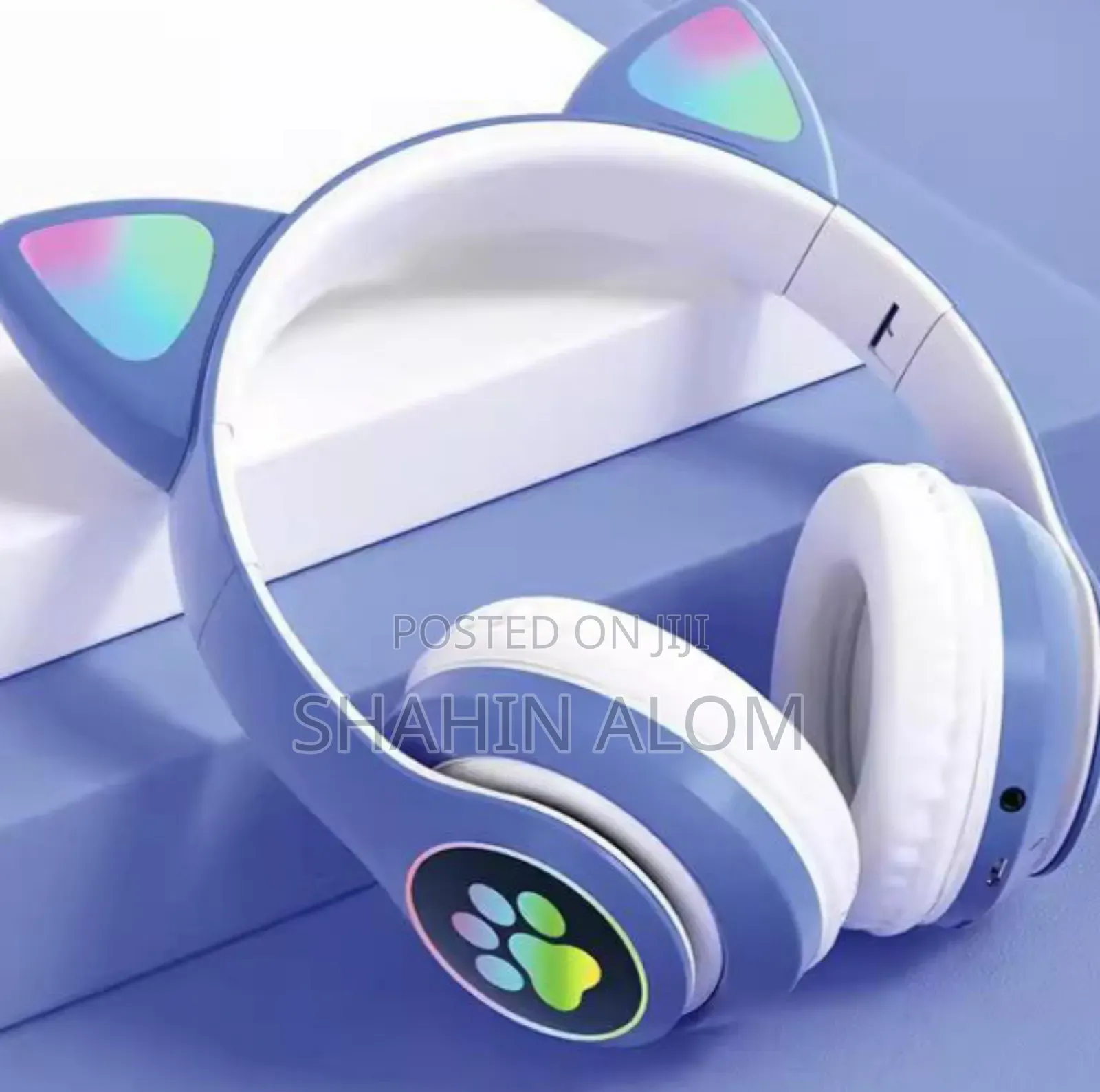 Gradient Color Headphones Noise Cancellation Headsets RGB Cute Cat Ear