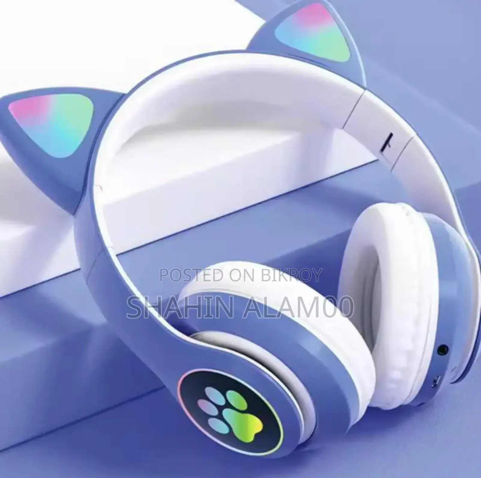 Gradient Color Headphones Noise Cancellation Headsets RGB Cute Cat Ear