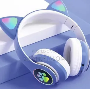 Gradient Color Headphones Noise Cancellation Headsets RGB Cute Cat Ear