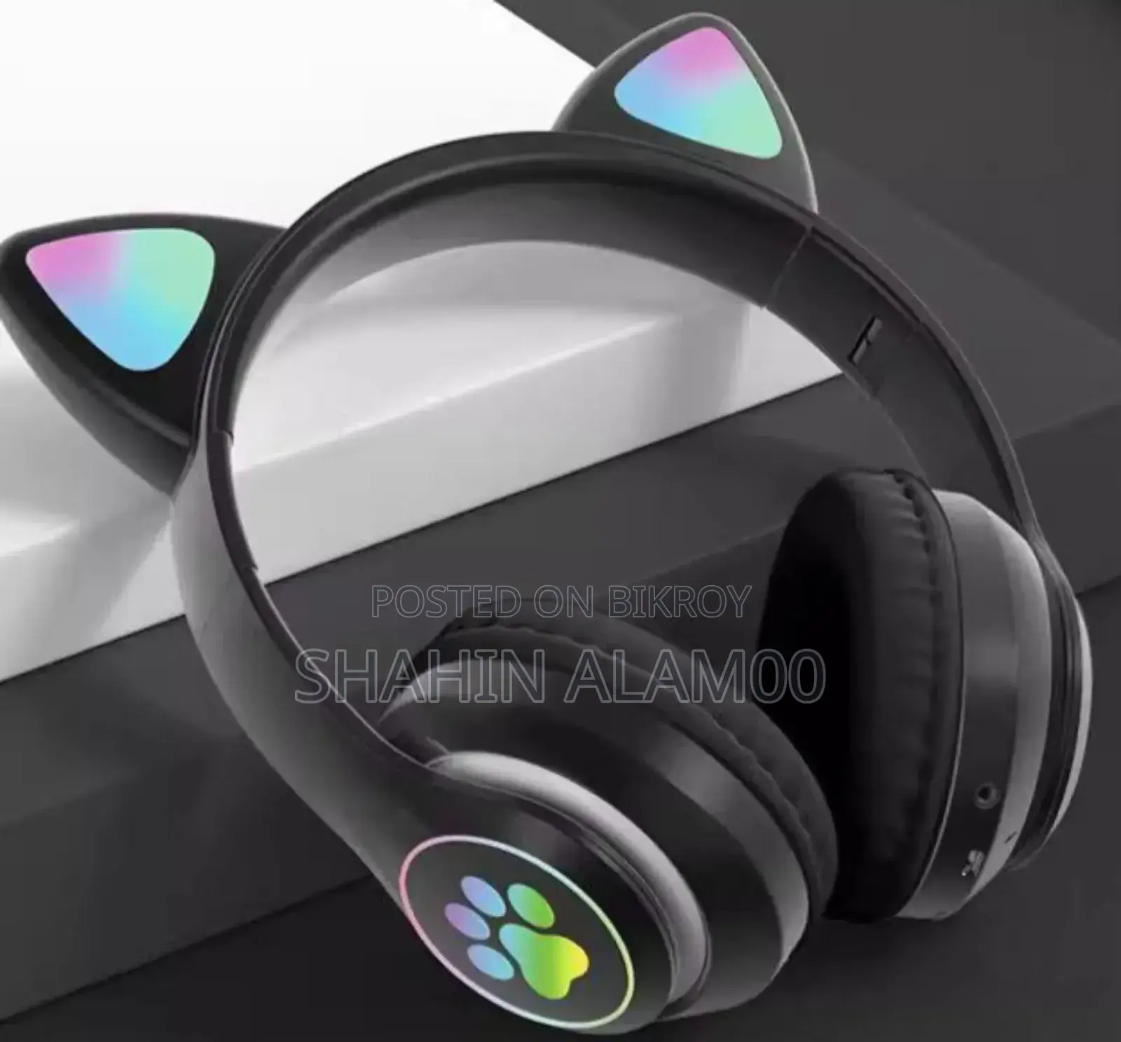 Gradient Color Headphones Noise Cancellation Headsets RGB Cute Cat Ear