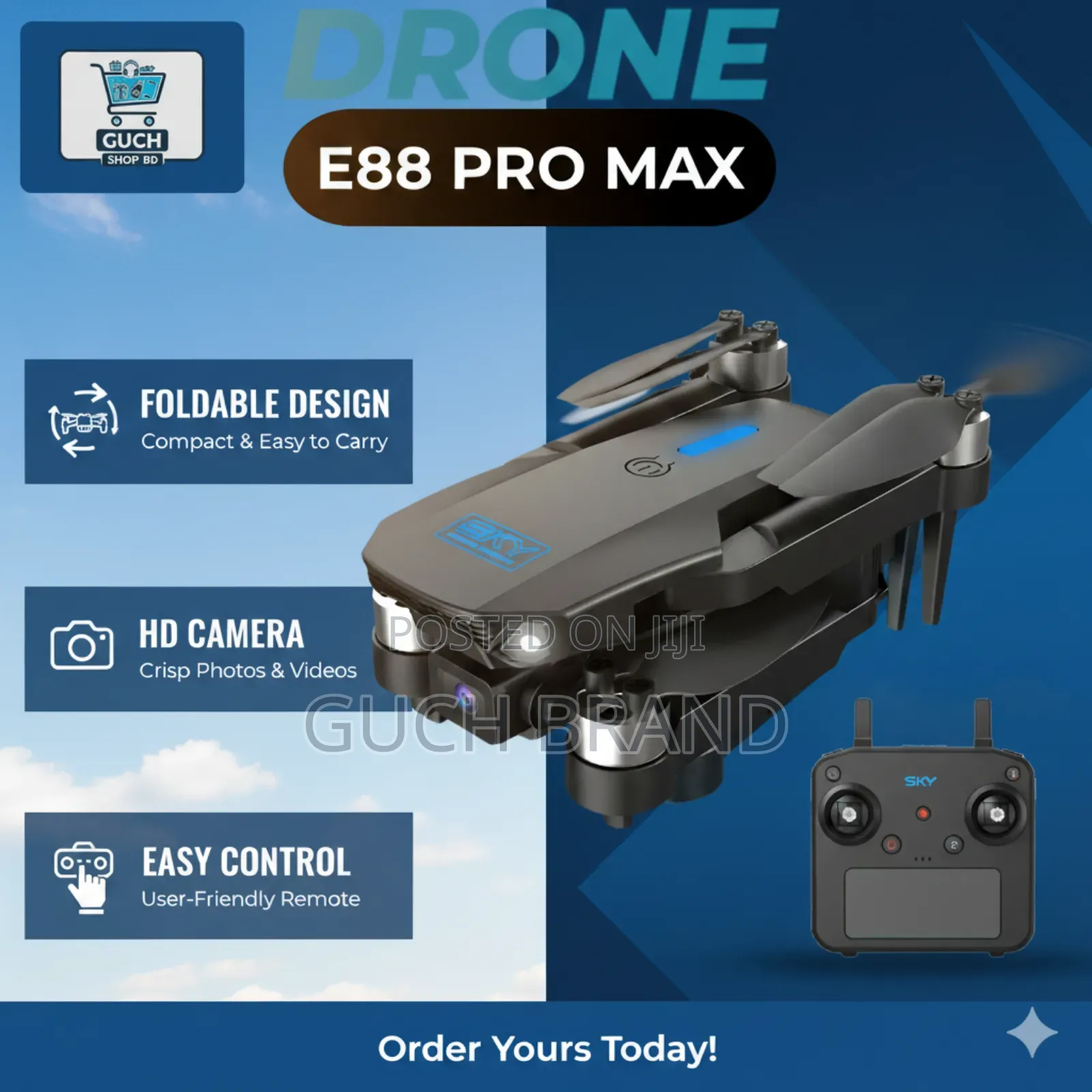 Product Details of E88 Pro Max Brusless Motor Drone, Dual